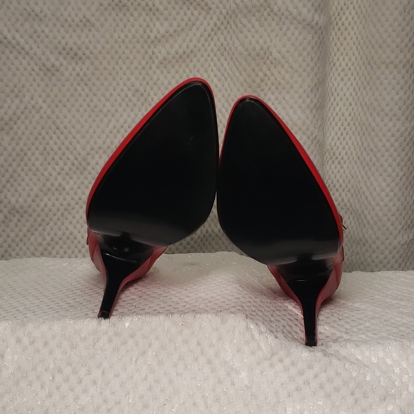 Red Stiletto Heels w/ Studded Accents by Adesso - Picture 7 of 8